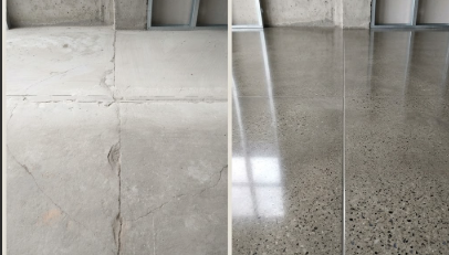 Antes e depois: lapidação e polimento de concreto